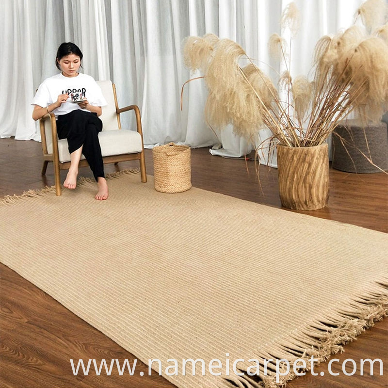 Living Room Jute Hemp Braided Woven Carpet Area Rugs 209